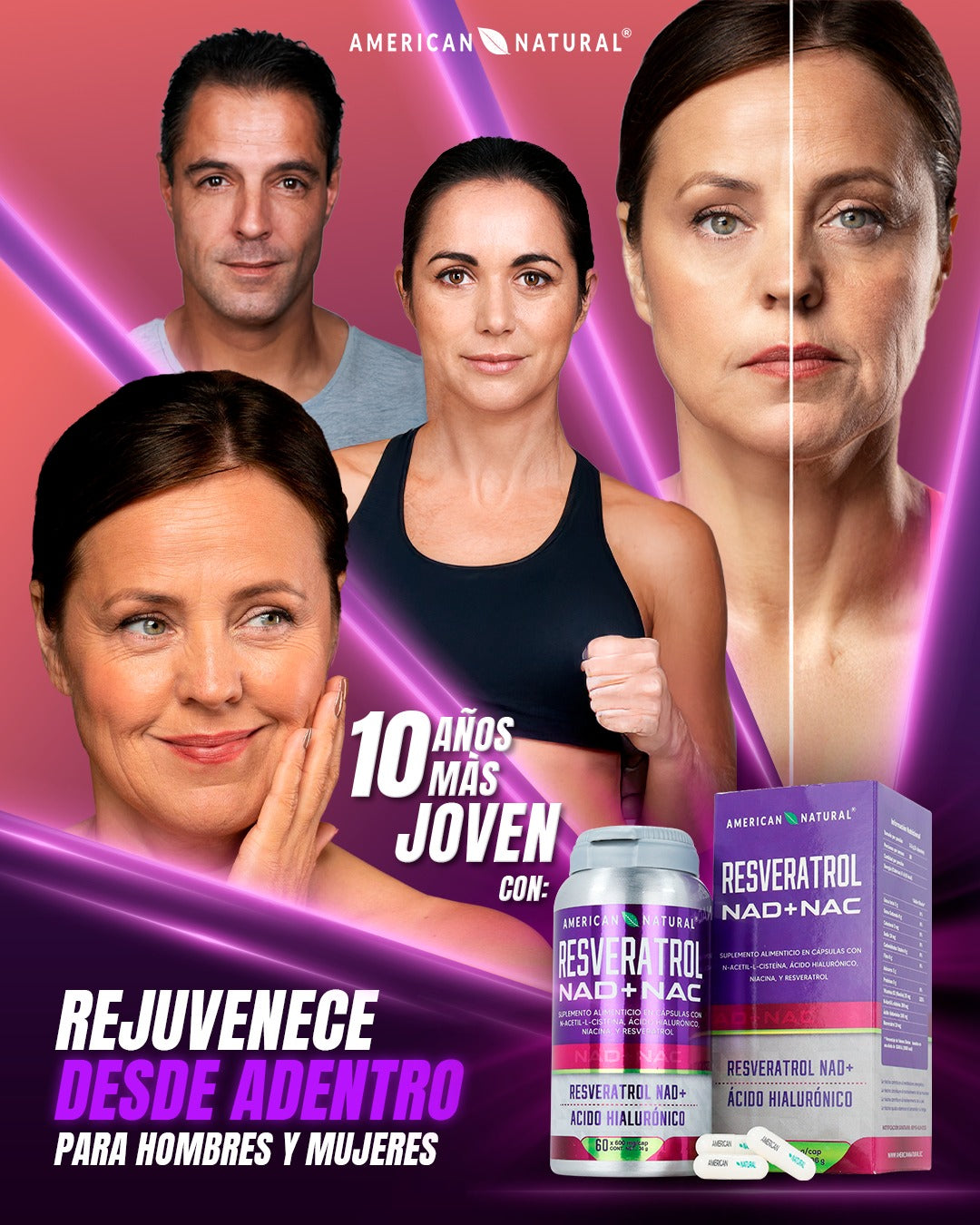 NAD+ Resveratrol Potente Suplemento En Capsulas Para El Envejecimiento
